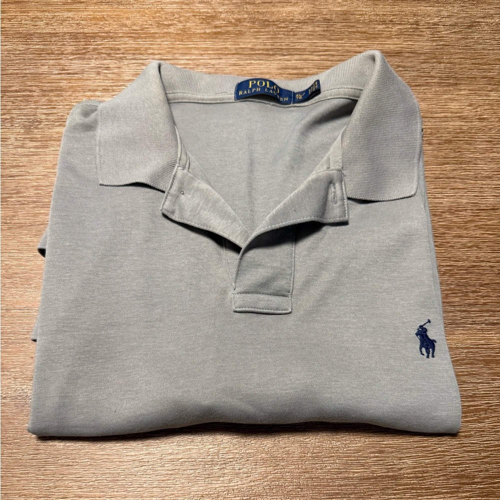 Ralph Lauren polo T-shirt, and a size extra large and indoor color gray